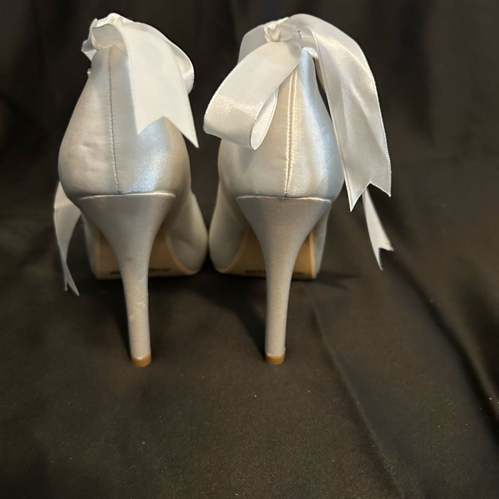 Women's Rhinestone Platform Open Toe Heels with Ankle Strap white size 7.5 - Picture 6 of 14